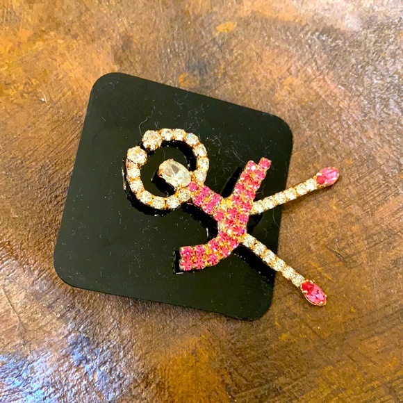New Sparkling Rhinestone Silver Tone Children’s Ballerina Dancer Pin - Picture 3 of 3